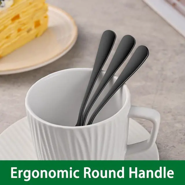 Alt view image 5 of 7 - DEHOV 5.5 Inch Black Small Teaspoons,Set Of 8 Stainless Steel Coffee Spoons,Black Mini Spoons For Dessert,Cake,Durable Demitasse Spoon