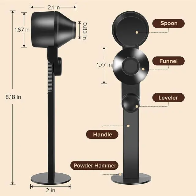 Alt view image 2 of 6 - Coffee Scoop Funnel for Ground Coffee, Protein & Cocoa Powder, 2 Tbsp