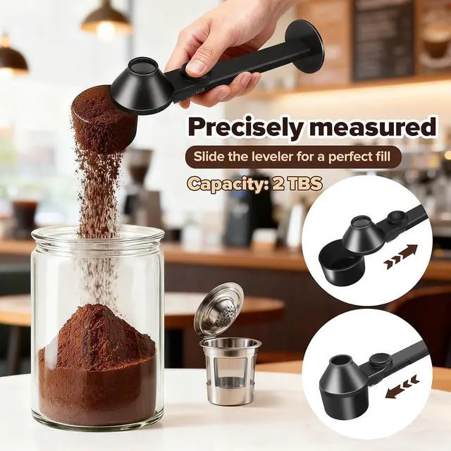 Alt view image 3 of 6 - Coffee Scoop Funnel for Ground Coffee, Protein & Cocoa Powder, 2 Tbsp