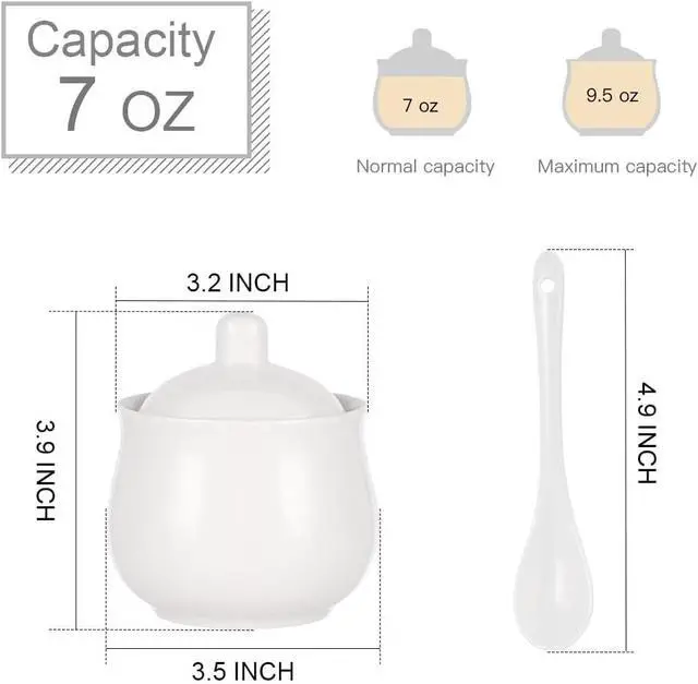 Alt view image 3 of 7 - 7 OZ Ceramic Sugar Bowl with Lid and Spoon