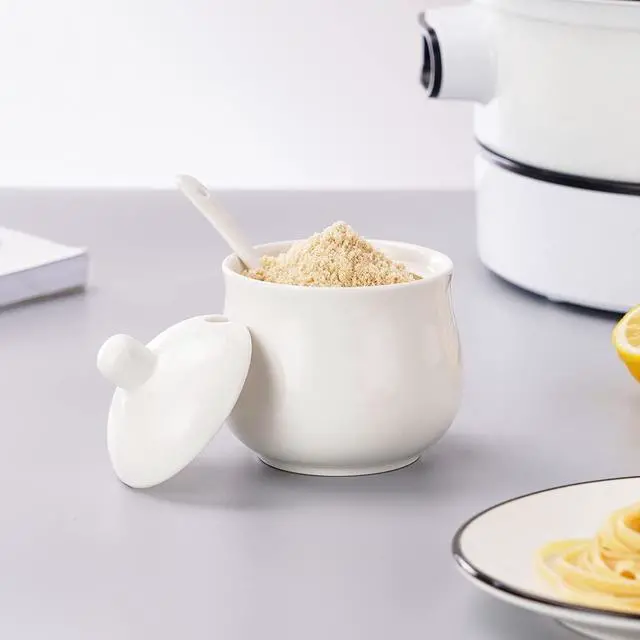 Alt view image 6 of 7 - 7 OZ Ceramic Sugar Bowl with Lid and Spoon