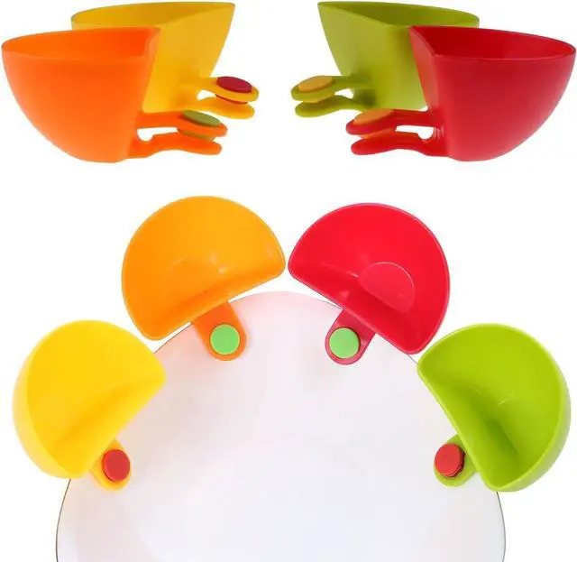 Alt view image 2 of 7 - Dip Clip Bowl Holder, 8-Pack Colorful Table Bowls Clip-on Dip Holders, For Tomato, Sauce, Salt, Vinegar, Sugar, Spices - Dip Bowl Party Ware