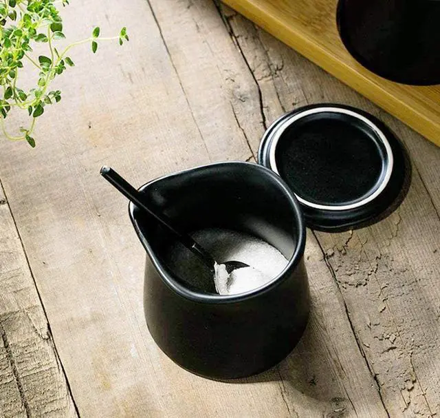 Alt view image 4 of 6 - 123Arts Multi Ceramics Sugar Bowl Seasoning Pot Storage Cream Jar with Lid And Spoon,5oz