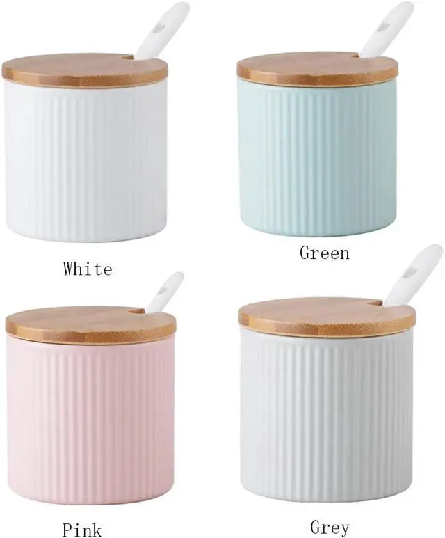 Alt view image 2 of 5 - 300ml Ceramic Sugar Bowl,Porcelain Salt Bowl Condiment Jar