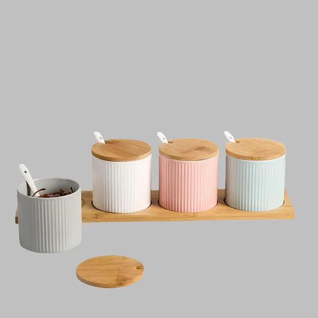 Alt view image 4 of 5 - 300ml Ceramic Sugar Bowl,Porcelain Salt Bowl Condiment Jar