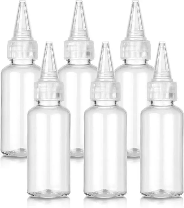 Main image of 6 Pcs 1 Oz Small Clear Squeeze Bottles with Tip Cap, Plastic Travel Pointed Squeeze Bottle Refillable Squeezes Empty Bottles with Twist Top Cap for Storing Liquids Sauces Glue Lotion Art Craft
