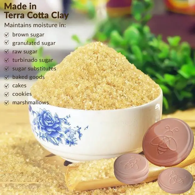 Alt view image 4 of 5 - 2PCS Terracotta Brown Sugar Keeper, Reusable Brown Sugar Saver Terra Cotta Sugar Softener Container Disc in Storage Container