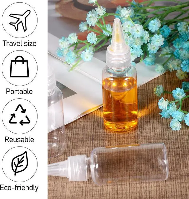 Alt view image 3 of 7 - 6 Pcs 1 Oz Small Clear Squeeze Bottles with Tip Cap, Plastic Travel Pointed Squeeze Bottle Refillable Squeezes Empty Bottles with Twist Top Cap for Storing Liquids Sauces Glue Lotion Art Craft
