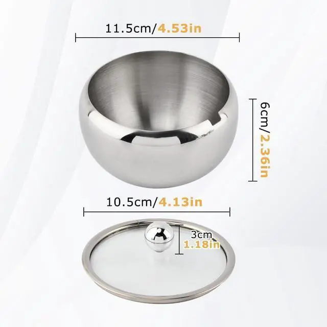 Alt view image 2 of 7 - Sugar Bowl with Lid and Spoon, 14 oz Stainless Steel Sugar Container