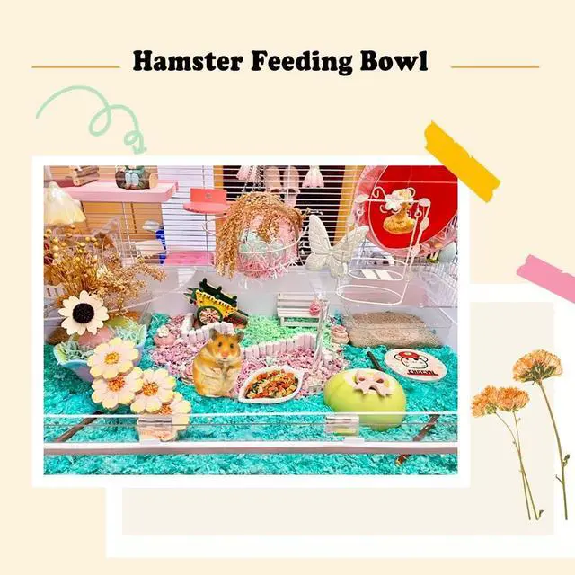 Alt view image 3 of 6 - 4 Pack Hamster Ceramic Food Bowl, Small Animals Chew-Resistant Food and Water Dish for Hamster Gerbil Hedgehog Rat Rodent (Colors May Vary)