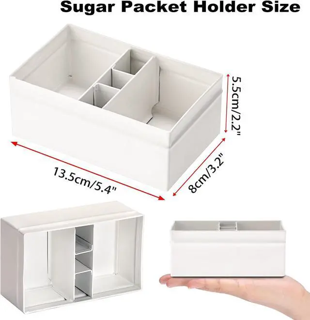 Alt view image 3 of 7 - ELLDOO Sugar Packet Holder, Metal Sugar Bowl for Restaurant, Tea Bag Organizer, Coffee Stirrers Straws Small Condiments Packet Holder, Sugar Caddy Dispenser for Countertop Coffee BarWhite