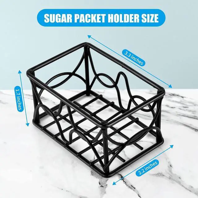 Alt view image 2 of 7 - DLUGOPIS 2 Pieces Black Metal Sugar Packet Holder Tea Bag Organizer Sugar Caddy Holder Small Sugar Container Coffee Creamer Holder Tea Bag Caddy Holder for Coffee Bar Kitchen Home
