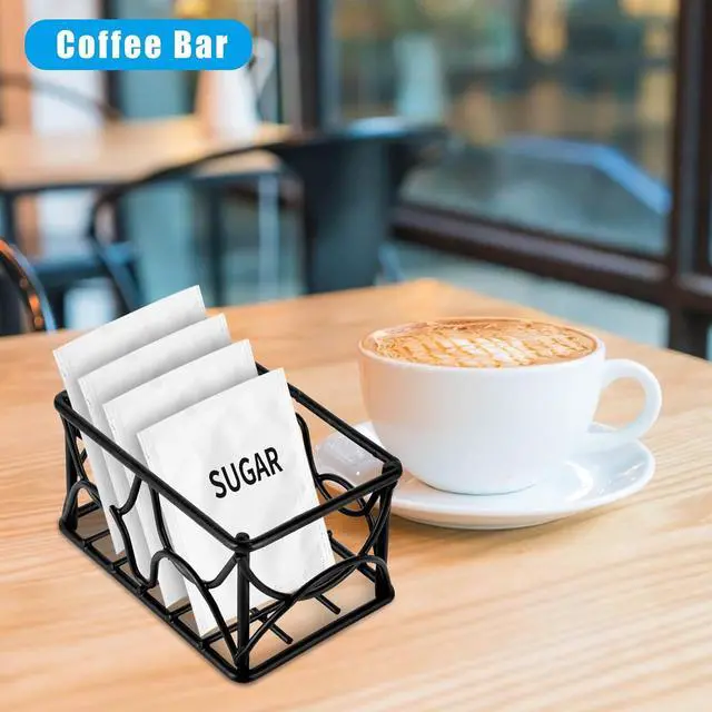 Alt view image 5 of 7 - DLUGOPIS 2 Pieces Black Metal Sugar Packet Holder Tea Bag Organizer Sugar Caddy Holder Small Sugar Container Coffee Creamer Holder Tea Bag Caddy Holder for Coffee Bar Kitchen Home