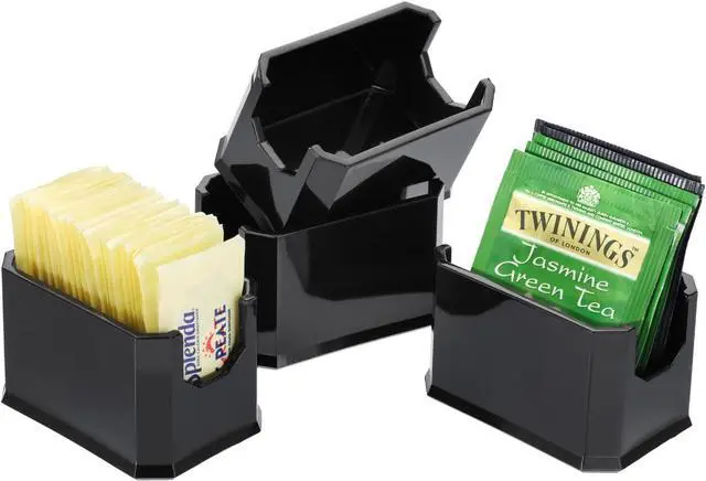 Main image of ELLDOO Set of 4 Sugar Packet Holder, Sugar Caddy for Kitchen, Acrylic Sugar Bowl for Restaurant, Tea Bag Organizer, Small Condiments Packet Holder for Countertop Coffee Bar, Black