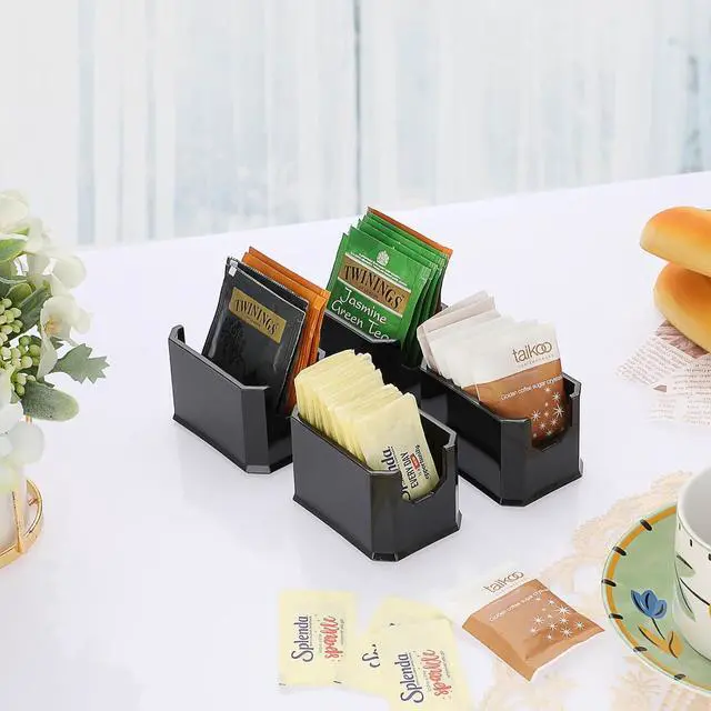 Alt view image 3 of 7 - ELLDOO Set of 4 Sugar Packet Holder, Sugar Caddy for Kitchen, Acrylic Sugar Bowl for Restaurant, Tea Bag Organizer, Small Condiments Packet Holder for Countertop Coffee Bar, Black