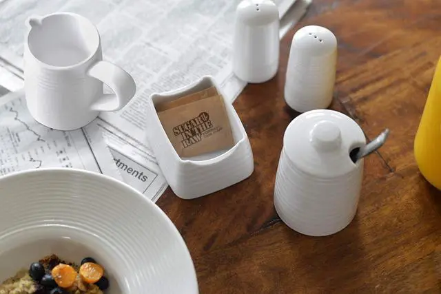Alt view image 7 of 7 - TableCraft 10415 Pulito Collection Sugar Packet Holder, 4" x 3.25" x 2", White Textured Finish, Durable Melamine, Dishwasher Safe