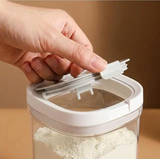 Alt view image 7 of 7 - Airtight Brown Sugar Container - 1.2 Qt (1200 ml) Jar, Moisture Proof Storage Keeps Sugar Soft with Spoon for Flour, Coffee, Dry Food, Sugar (Transparent colour)