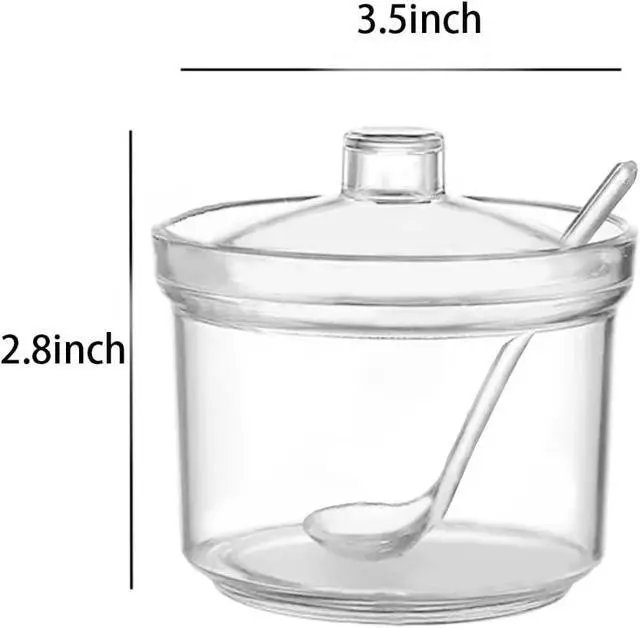 Alt view image 2 of 7 - 2pcs Clean Acrylic Sugar Bowl Spice Jar Spice Storage Pot with Lid and Spoon