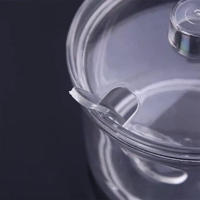Alt view image 7 of 7 - 2pcs Clean Acrylic Sugar Bowl Spice Jar Spice Storage Pot with Lid and Spoon