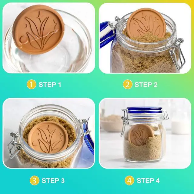 Alt view image 6 of 6 - 2 Pack Terra Cotta Brown Sugar Saver, Reusable Softener Disc to Keep Sugar Moist & Fresh, Food-Safe Clay Stone for Baking & Food Storage