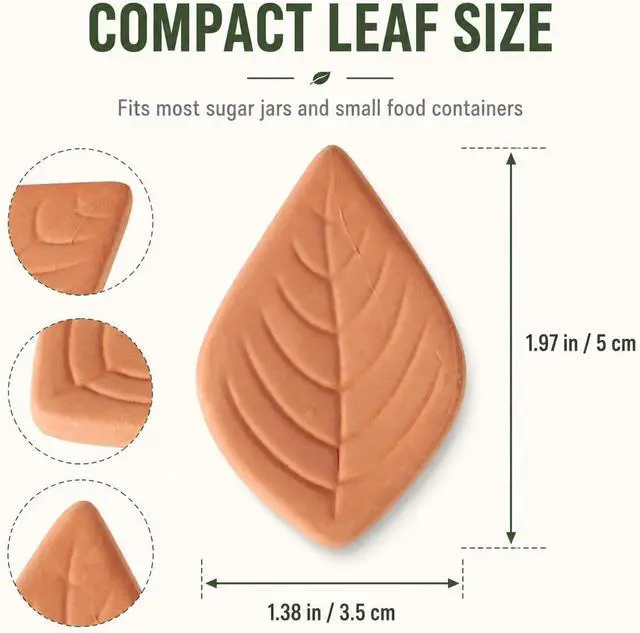 Alt view image 2 of 7 - VOSAREA 2pcs Terracotta Brown Sugar Keeper, Reusable Moisture Saver and Softener Disc for Food Storage Containers, 1.97 Inch Leaf Shape