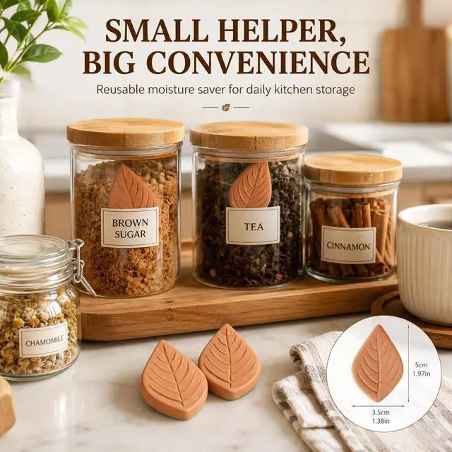 Alt view image 3 of 7 - VOSAREA 2pcs Terracotta Brown Sugar Keeper, Reusable Moisture Saver and Softener Disc for Food Storage Containers, 1.97 Inch Leaf Shape