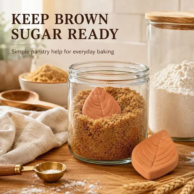 Alt view image 5 of 7 - VOSAREA 2pcs Terracotta Brown Sugar Keeper, Reusable Moisture Saver and Softener Disc for Food Storage Containers, 1.97 Inch Leaf Shape