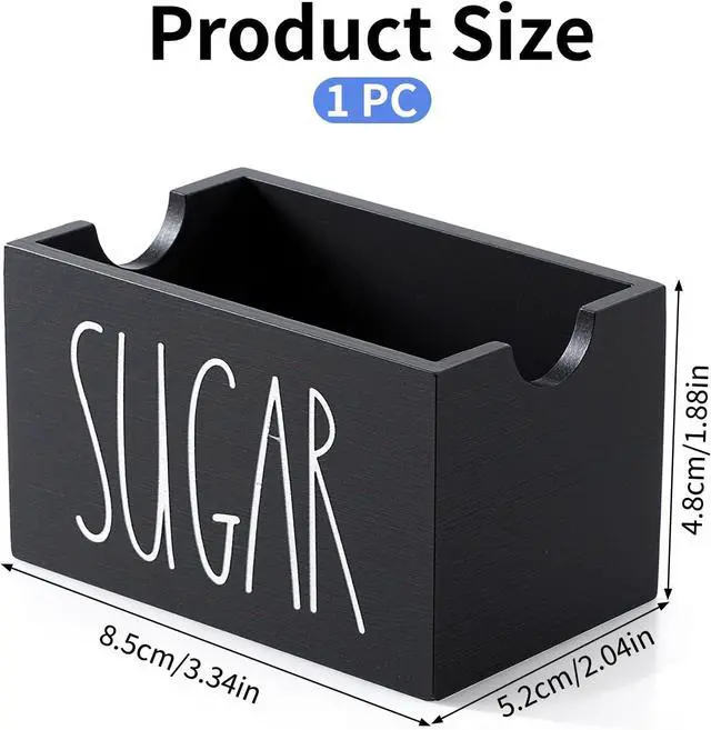 Alt view image 2 of 7 - Sugar Packet Holder For Coffee Bar, Sugars Packet Container Wood Sugar Packets Caddy Farmhouse Sugars Cube Holder Tea Packets Organizer Dispenser for Table, Office,Hotel, Restaurant (Black), 3.3 x 2.2