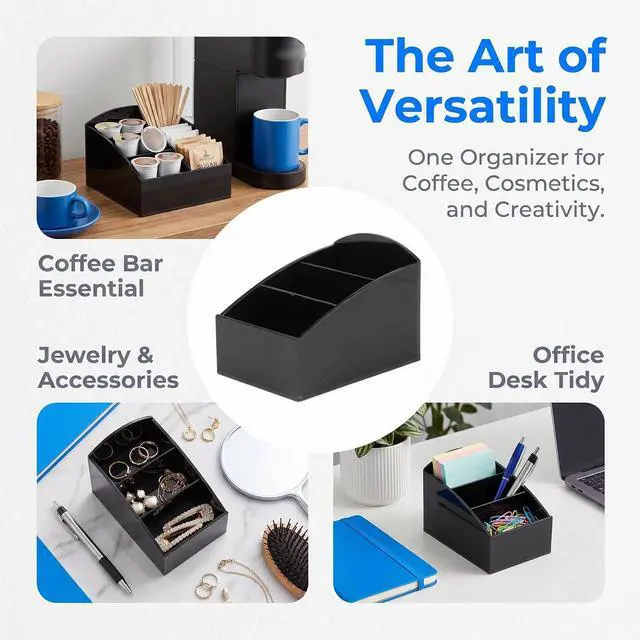 Alt view image 3 of 7 - Acrylic Sugar Holder for Coffee Bar,Tea Bag & Sugar Packet Organizer(Black)