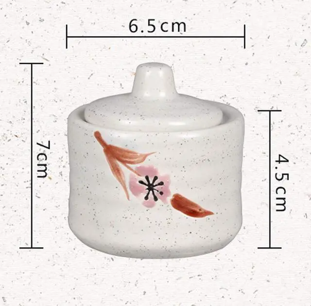 Alt view image 2 of 6 - Ceramic Mini Sugar Bowl Seasoning Pot Salt Pepper Storage Jar with Lid Spoon,70ml
