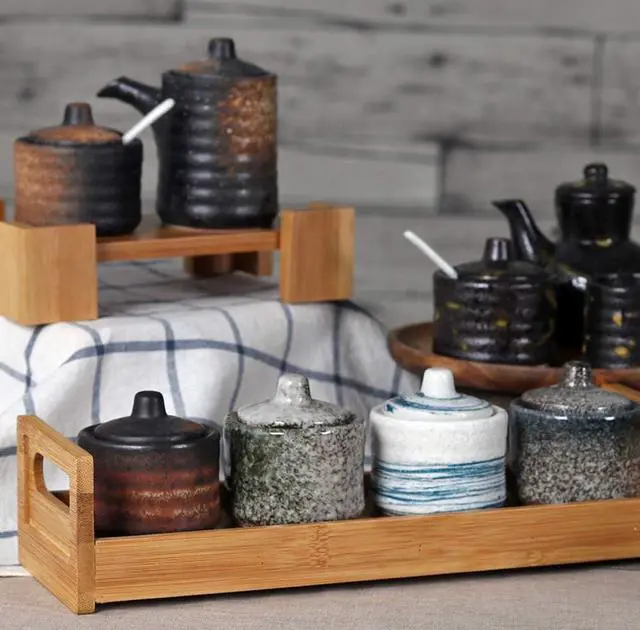 Alt view image 6 of 6 - Ceramic Mini Sugar Bowl Seasoning Pot Salt Pepper Storage Jar with Lid Spoon,70ml