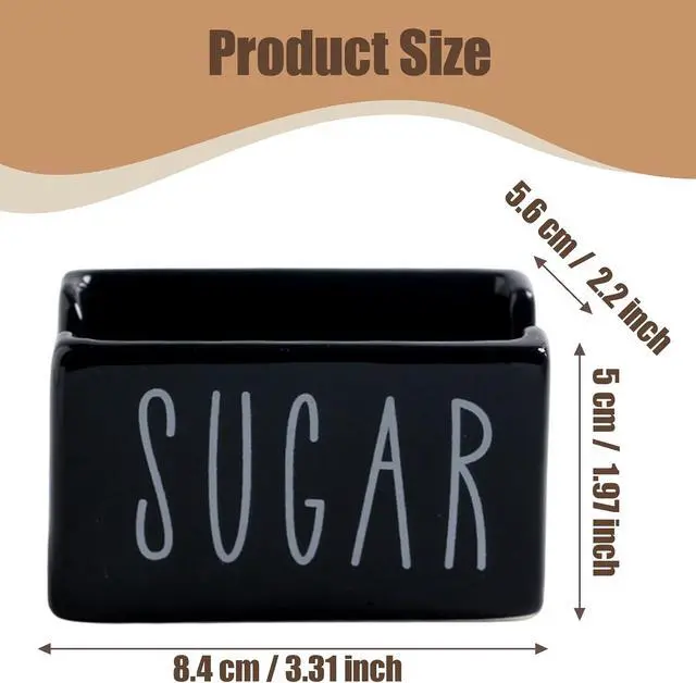 Alt view image 2 of 7 - Ceramic Sugar Packet Holder Farmhouse Style Sugar CubeTea Bag Organizer for kitchen Coffee Bar Table Office Hotel Restaurant (Black) (black)