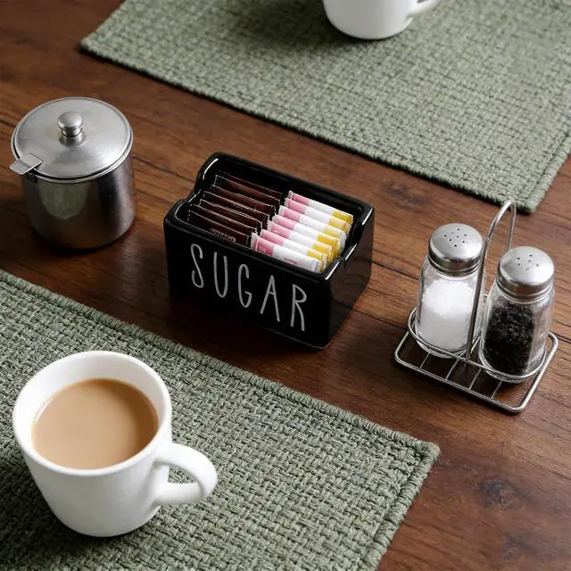 Alt view image 4 of 7 - Ceramic Sugar Packet Holder Farmhouse Style Sugar CubeTea Bag Organizer for kitchen Coffee Bar Table Office Hotel Restaurant (Black) (black)