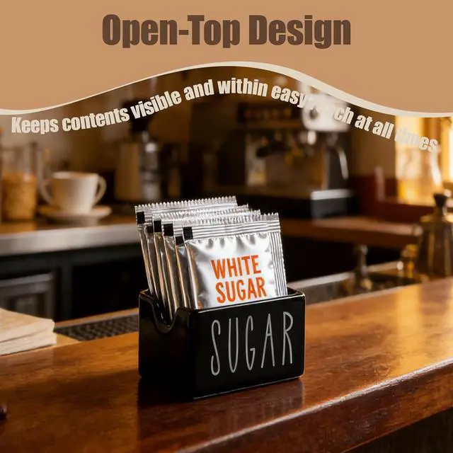 Alt view image 5 of 7 - Ceramic Sugar Packet Holder Farmhouse Style Sugar CubeTea Bag Organizer for kitchen Coffee Bar Table Office Hotel Restaurant (Black) (black)