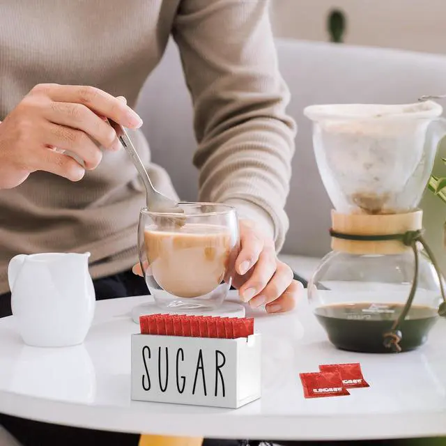 Alt view image 7 of 7 - Sugar Packet Holder for Coffee Bar, Acrylic Sugar Packets Caddy, Sugar Packet Container, Sugar Packets Dispenser Sugar Packet Organizer for Table, Office, Hotel, Restaurant (White)