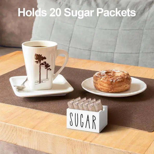 Alt view image 3 of 7 - Sugar Packet Holder for Coffee Bar, Acrylic Sugar Packets Caddy, Sugar Packet Container, Sugar Packets Dispenser Sugar Packet Organizer for Table, Office, Hotel, Restaurant (White)