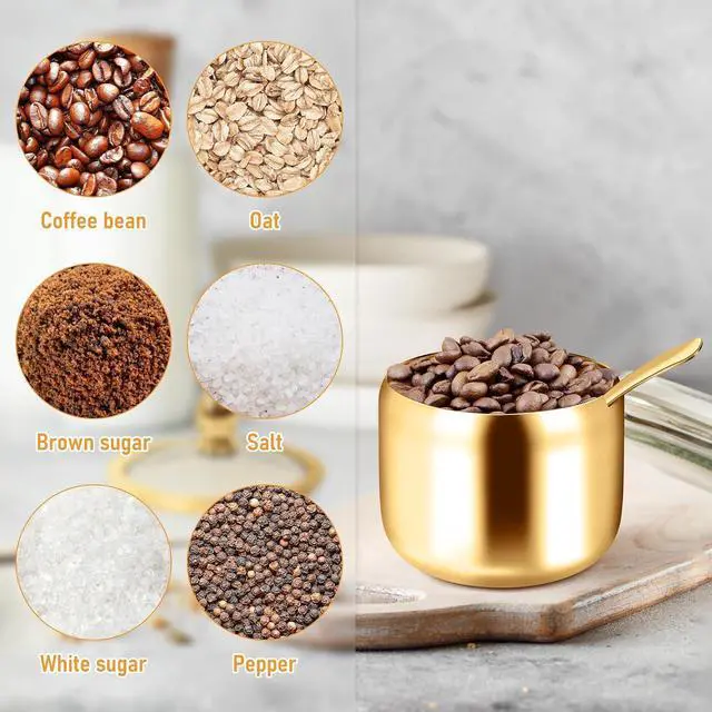 Alt view image 7 of 7 - holoith Sugar Container with Glass Lid and Spoon, Gold, 10oz