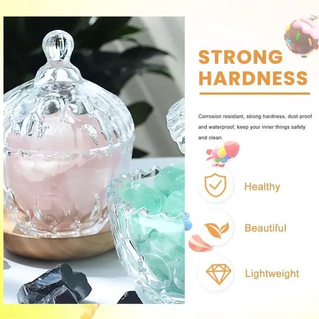 Alt view image 3 of 7 - QUUPY 280ml/9.3 Ounce Crystal Glass Sugar Bowl Food Candy Jar Transparent Jar Covered Biscuit Chocolate Nuts Snack Box Containers Organizer Home Decor