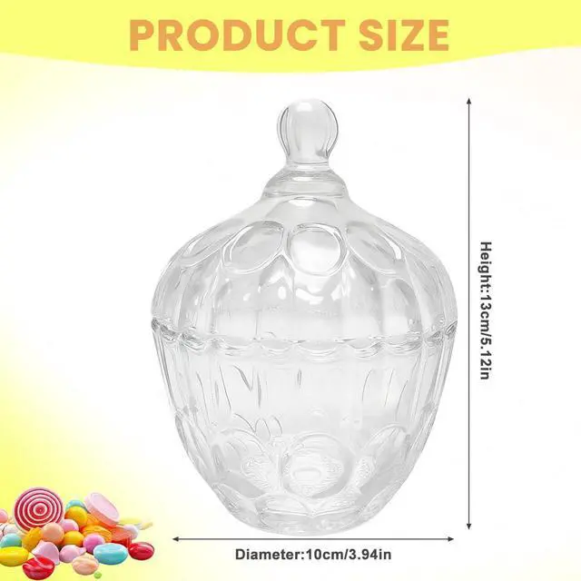 Alt view image 2 of 7 - QUUPY 280ml/9.3 Ounce Crystal Glass Sugar Bowl Food Candy Jar Transparent Jar Covered Biscuit Chocolate Nuts Snack Box Containers Organizer Home Decor