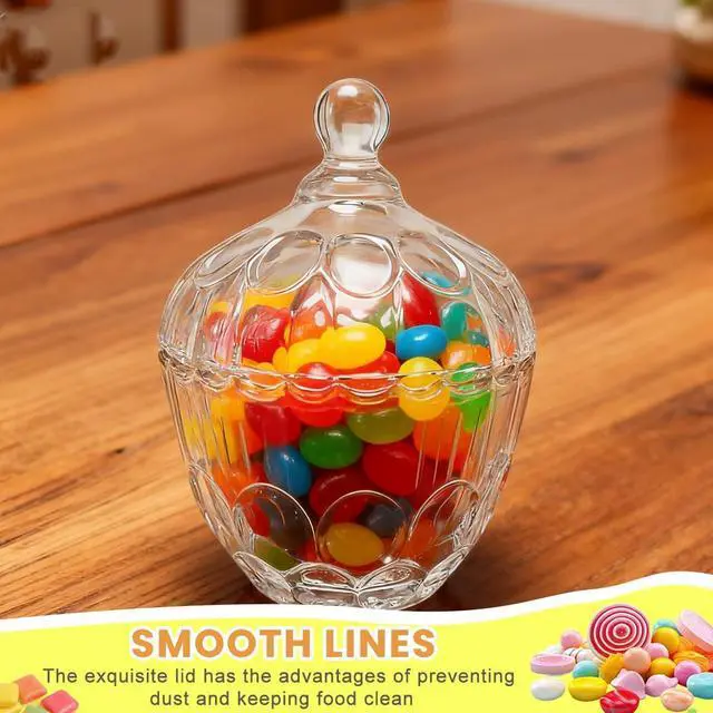 Alt view image 5 of 7 - QUUPY 280ml/9.3 Ounce Crystal Glass Sugar Bowl Food Candy Jar Transparent Jar Covered Biscuit Chocolate Nuts Snack Box Containers Organizer Home Decor