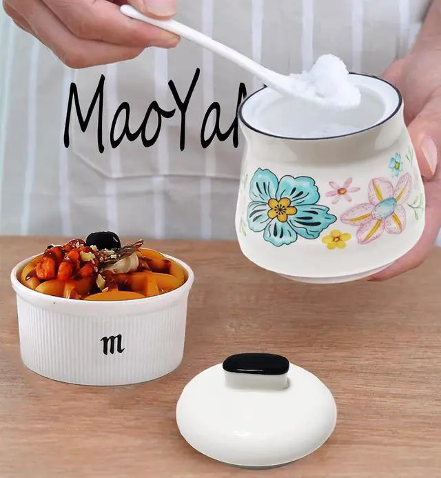 Alt view image 5 of 5 - Ceramic Sugar Bowl with Lid and Spoon Sugar Container Sugar Holder for Coffee Bar,Home and Kitchen 12oz