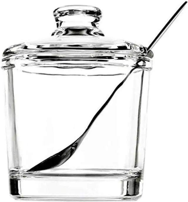Main image of 123Arts Glass Sugar Bowl Spice Jar with Lid and Stainless Steel Spoon Spoon
