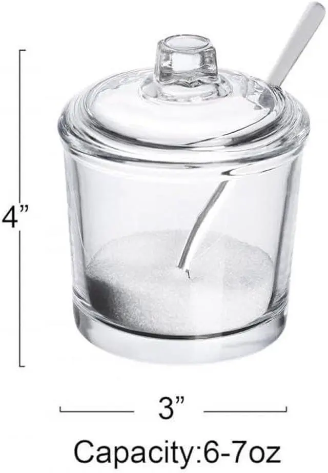 Alt view image 2 of 7 - 123Arts Glass Sugar Bowl Spice Jar with Lid and Stainless Steel Spoon Spoon