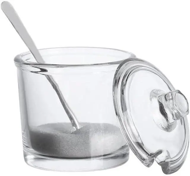 Alt view image 3 of 7 - 123Arts Glass Sugar Bowl Spice Jar with Lid and Stainless Steel Spoon Spoon