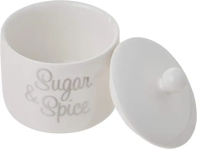 Alt view image 3 of 7 - Kate Aspen Ceramic Sugar Bowl, Spice and Everything Nice, White