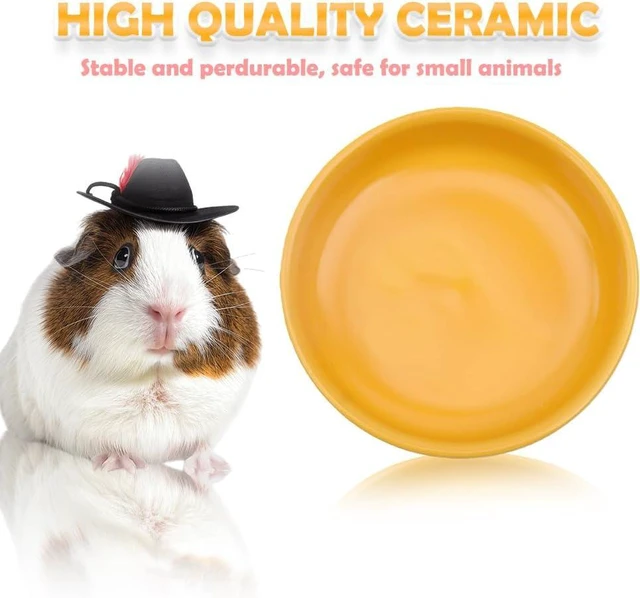 Alt view image 4 of 7 - 2 Pack Hamster Bowl Ceramic Food and Water Dish Cute Feeder for Hamster Hedgehog Squirrel Guinea Pig Small Animals (Yellow and Red