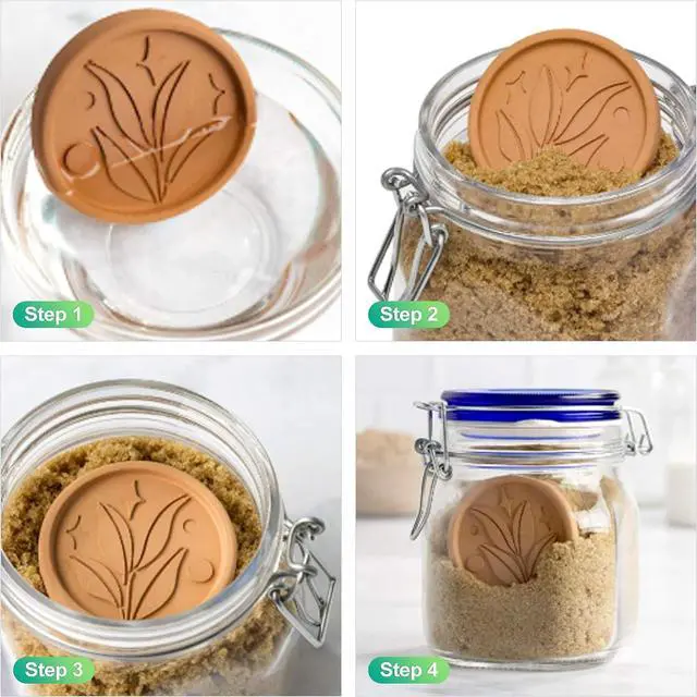 Alt view image 6 of 6 - slaixiu 2PCS Reusable Brown Sugar Saver - Food-Safe Terracotta Clay Disc to Keep Sugar Moist, Baking & Storage Essential