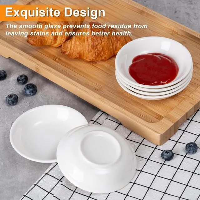 Alt view image 5 of 7 - Eisinly 6 Pack Dipping Bowls, 3 OZ Small Ceramic Soy Sauce Dish, White