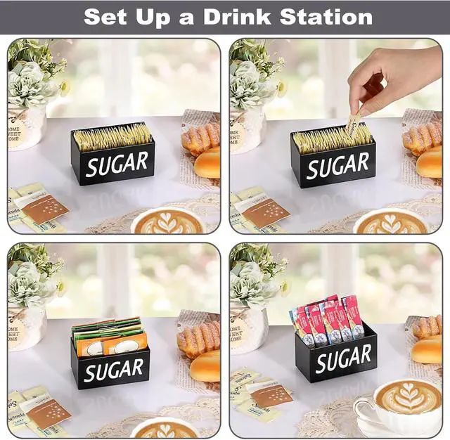 Alt view image 2 of 7 - ELLDOO Sugar Packet Holder, Metal Sugar Bowl for Restaurant, Tea Bag Organizer, Small Condiments Packet Holder Sugar Caddy Dispenser for Countertop Coffee BarBlack