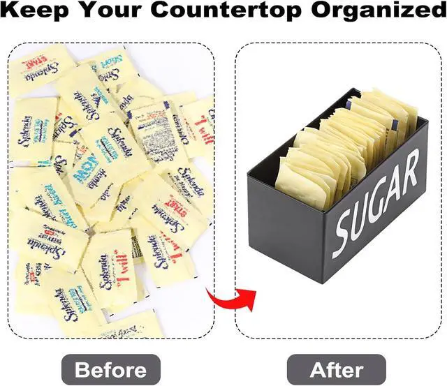 Alt view image 3 of 7 - ELLDOO Sugar Packet Holder, Metal Sugar Bowl for Restaurant, Tea Bag Organizer, Small Condiments Packet Holder Sugar Caddy Dispenser for Countertop Coffee BarBlack